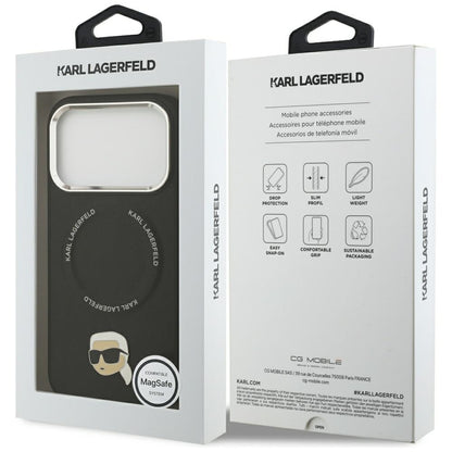 MagSafe hoes voor Apple iPhone 17 Pro, Karl Lagerfeld, Karl Pin, Zwart