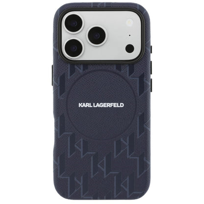 Étui MagSafe pour Apple iPhone 17 Pro, Karl Lagerfeld, Logo Monogramme KL, Bleu