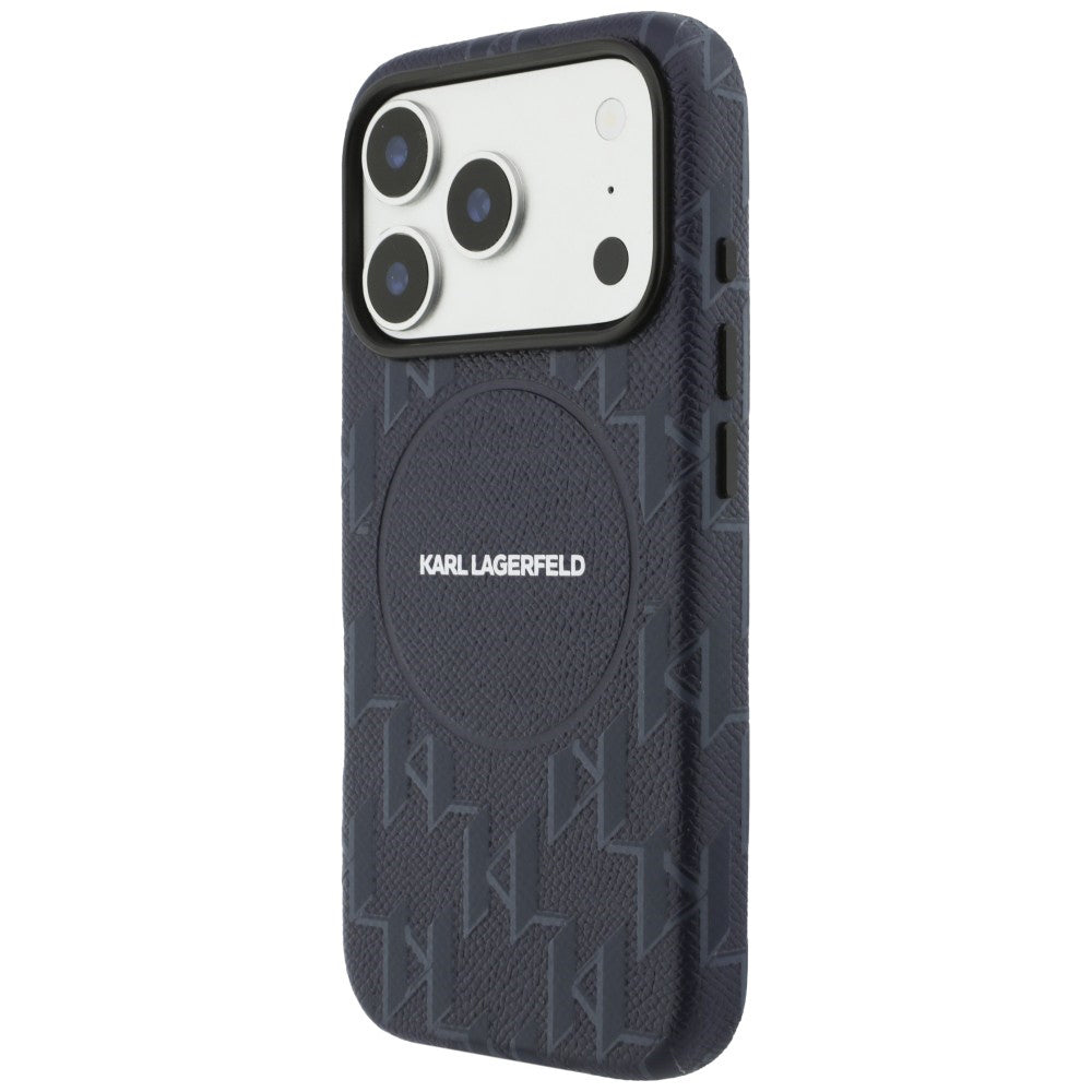 Étui MagSafe pour Apple iPhone 17 Pro, Karl Lagerfeld, Logo Monogramme KL, Bleu