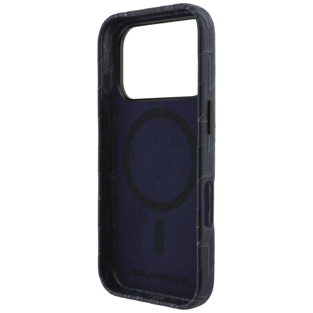 Étui MagSafe pour Apple iPhone 17 Pro, Karl Lagerfeld, Logo Monogramme KL, Bleu