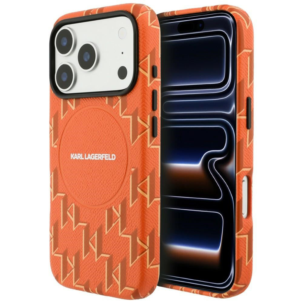MagSafe Hülle für Apple iPhone 17 Pro, Karl Lagerfeld, KL Monogram Logo, Orange