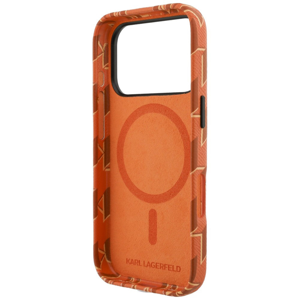 MagSafe Hülle für Apple iPhone 17 Pro, Karl Lagerfeld, KL Monogram Logo, Orange