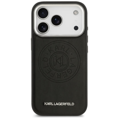 Coque MagSafe pour Apple iPhone 17 Pro, Karl Lagerfeld, Point & Metal Logo, Noire