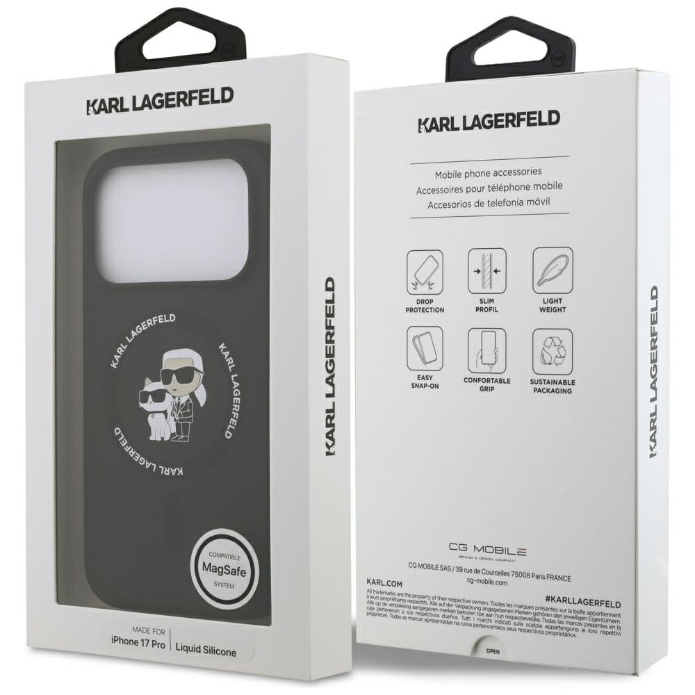 MagSafe hoesje voor Apple iPhone 17 Pro, Karl Lagerfeld, Ring Karl & Choupette, Zwart