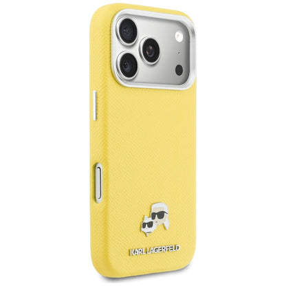 MagSafe Hülle für Apple iPhone 17 Pro, Karl Lagerfeld, Saffiano Karl & Choupette Pins, Gelb