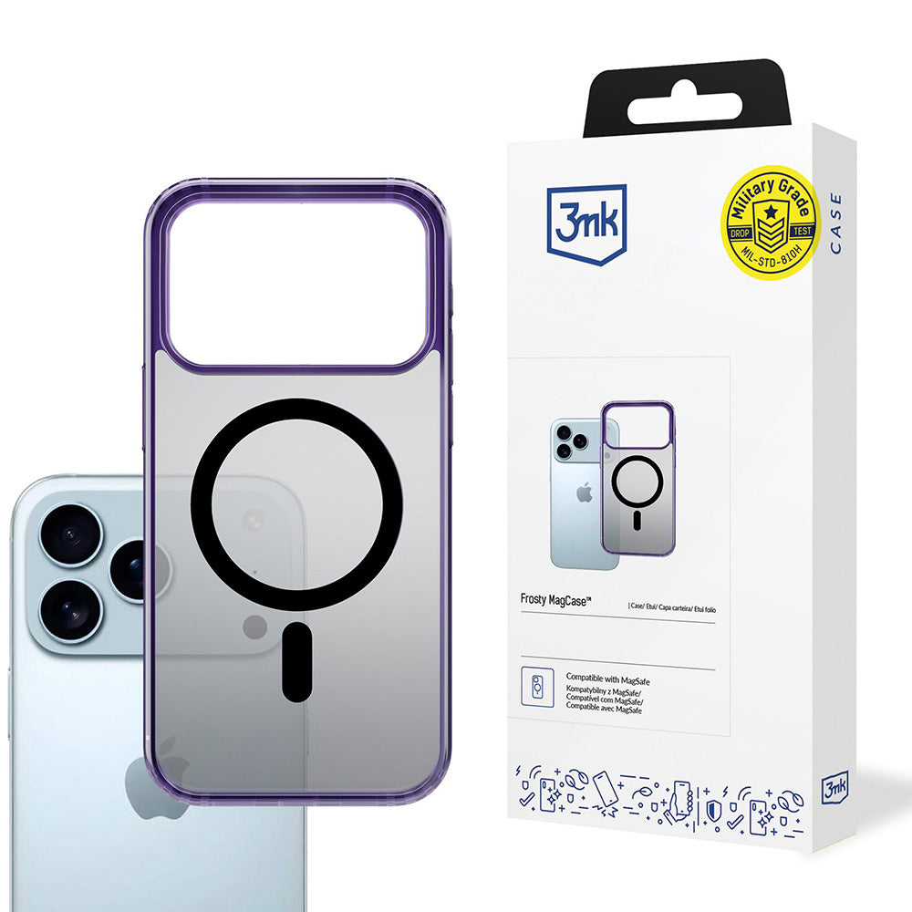 MagSafe hoes voor Apple iPhone 17 Pro Max, 3MK, Frosty MagCase, Paars