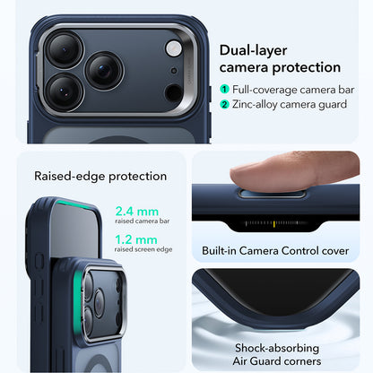 Coque MagSafe pour Apple iPhone 17 Pro Max, ESR, Classic Hybrid Kickstand, Bleu Satiné