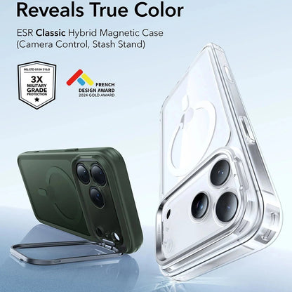 Coque MagSafe pour Apple iPhone 17 Pro Max, ESR, Classic Hybrid Kickstand, Vert Satiné