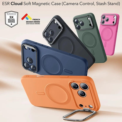 Étui MagSafe pour Apple iPhone 17 Pro Max, ESR, Cloud Soft Kickstand, Orange