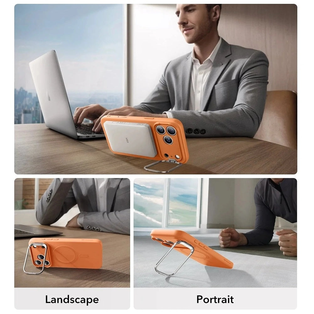 Étui MagSafe pour Apple iPhone 17 Pro Max, ESR, Cloud Soft Kickstand, Orange