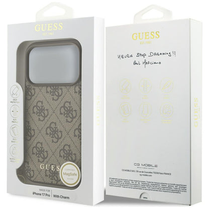 MagSafe hoesje voor Apple iPhone 17 Pro Max, Guess, 4G Charm Cradle, Bruin