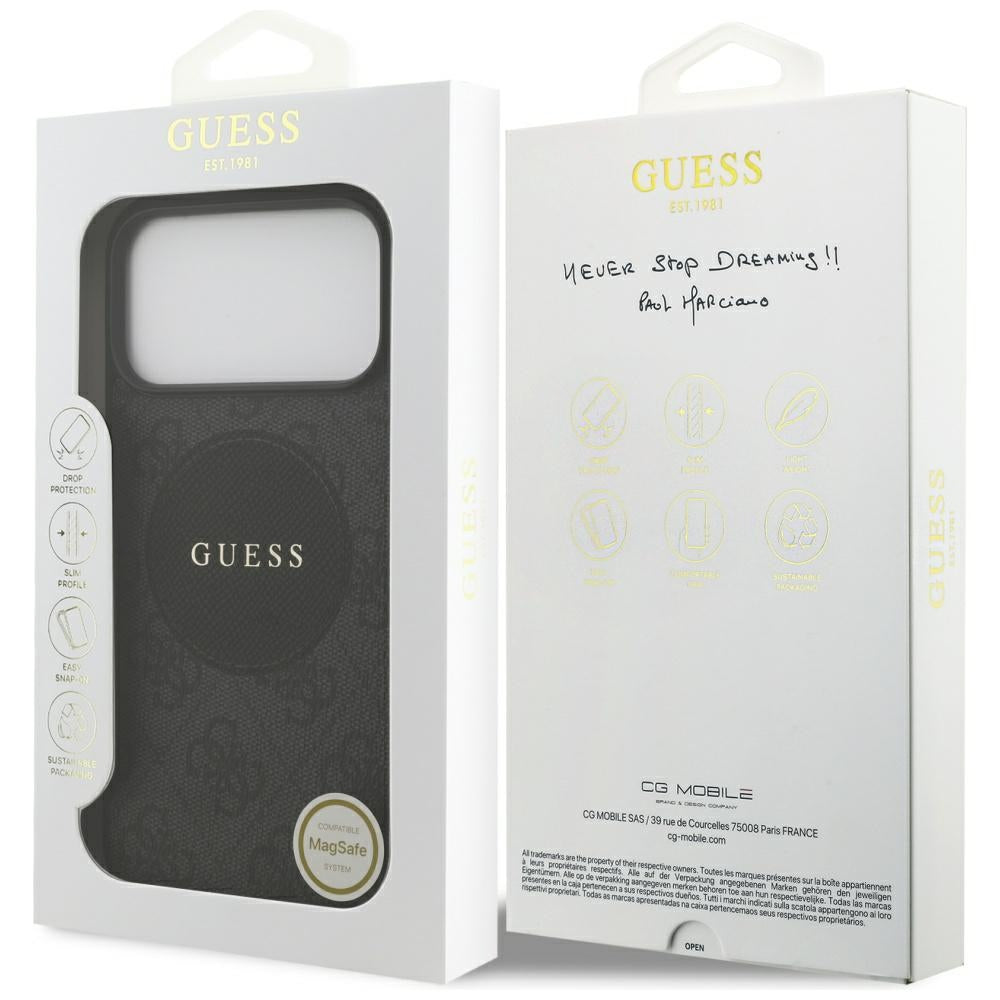 MagSafe hoesje voor Apple iPhone 17 Pro Max, Guess, 4G Circle Classic Logo, Zwart