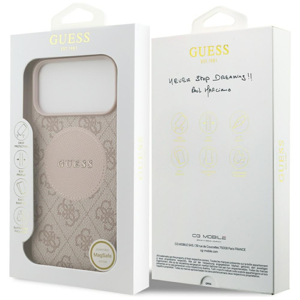MagSafe hoesje voor Apple iPhone 17 Pro Max, Guess, 4G Circle Classic Logo, Roze