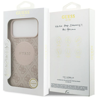 MagSafe hoesje voor Apple iPhone 17 Pro Max, Guess, 4G Circle Classic Logo, Roze