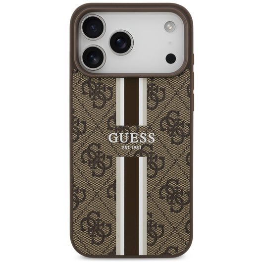 MagSafe hoesje voor Apple iPhone 17 Pro Max, Guess, 4G Printed Stripes, Bruin