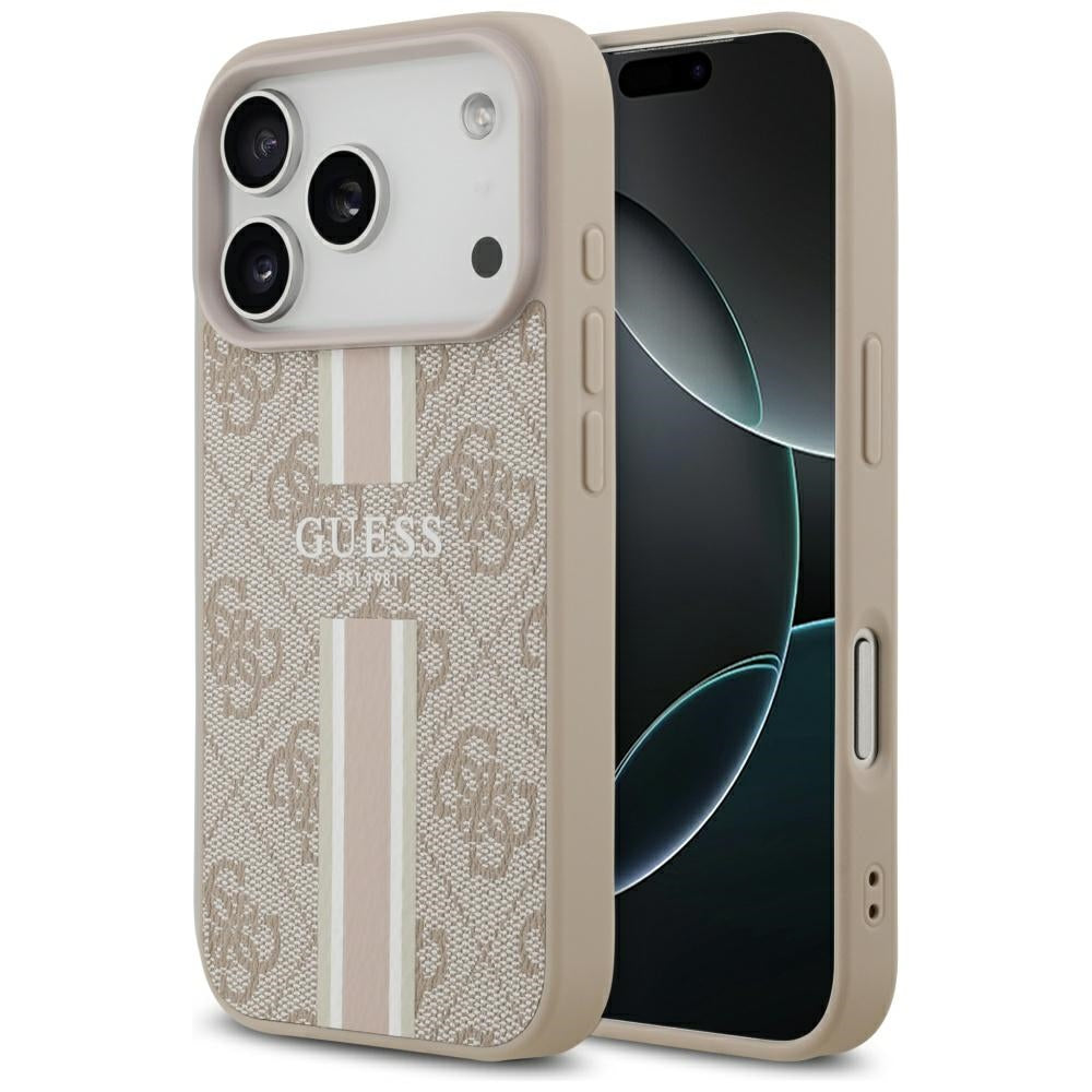 Coque MagSafe pour Apple iPhone 17 Pro Max, Guess, 4G Printed Stripes, Rose