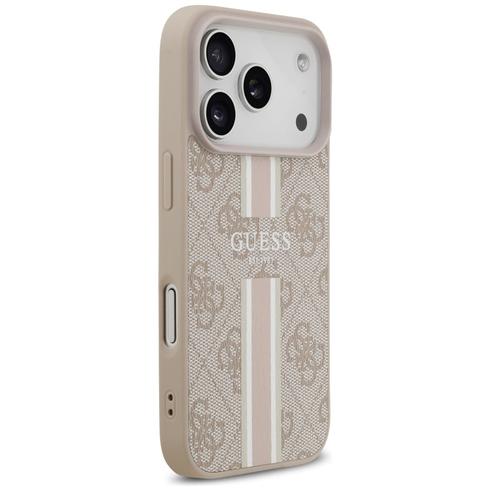 Coque MagSafe pour Apple iPhone 17 Pro Max, Guess, 4G Printed Stripes, Rose