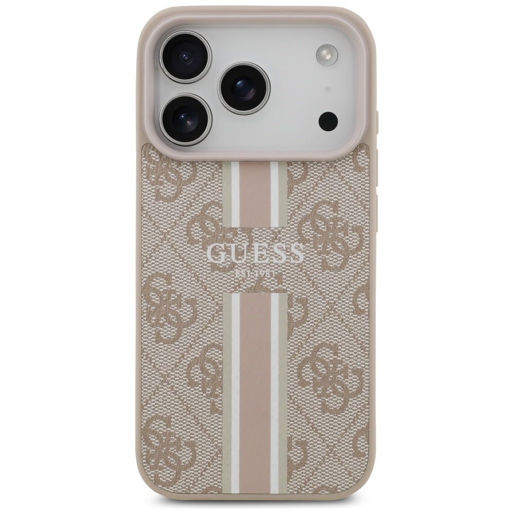 Coque MagSafe pour Apple iPhone 17 Pro Max, Guess, 4G Printed Stripes, Rose