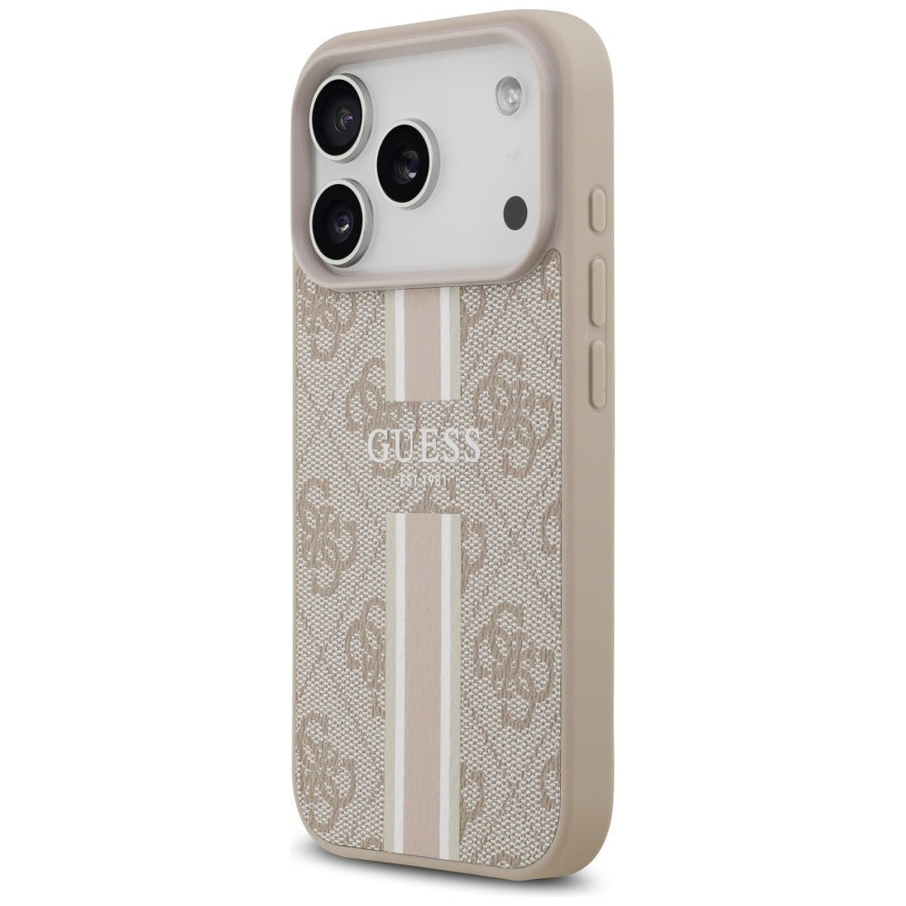 Coque MagSafe pour Apple iPhone 17 Pro Max, Guess, 4G Printed Stripes, Rose