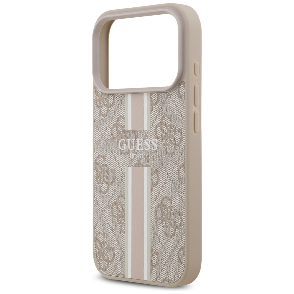 Coque MagSafe pour Apple iPhone 17 Pro Max, Guess, 4G Printed Stripes, Rose
