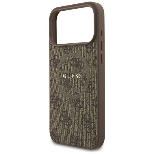 Étui MagSafe pour Apple iPhone 17 Pro Max, Guess, 4G Ring Classic Logo, Marron