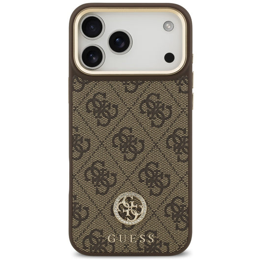 MagSafe hoesje voor Apple iPhone 17 Pro Max, Guess, 4G Strass Logo met grote band, Bruin