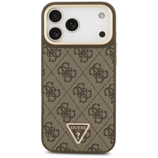 MagSafe hoesje voor Apple iPhone 17 Pro Max, Guess, 4G Triangle Logo met Grote Band, Bruin