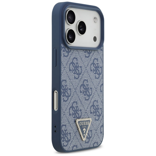 MagSafe Hülle für Apple iPhone 17 Pro Max, Guess, 4G Triangle Strass, Blau