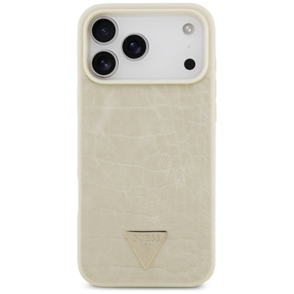 MagSafe hoesje voor Apple iPhone 17 Pro Max, Guess, Croco Triangle Logo, Goud