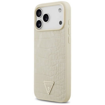MagSafe hoesje voor Apple iPhone 17 Pro Max, Guess, Croco Triangle Logo, Goud