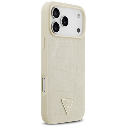 MagSafe hoesje voor Apple iPhone 17 Pro Max, Guess, Croco Triangle Logo, Goud
