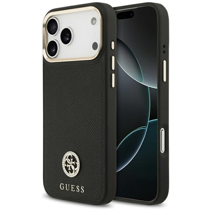 MagSafe hoesje voor Apple iPhone 17 Pro Max, Guess, Grained Strass Logo, Zwart