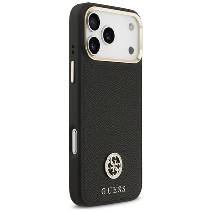 MagSafe hoesje voor Apple iPhone 17 Pro Max, Guess, Grained Strass Logo, Zwart