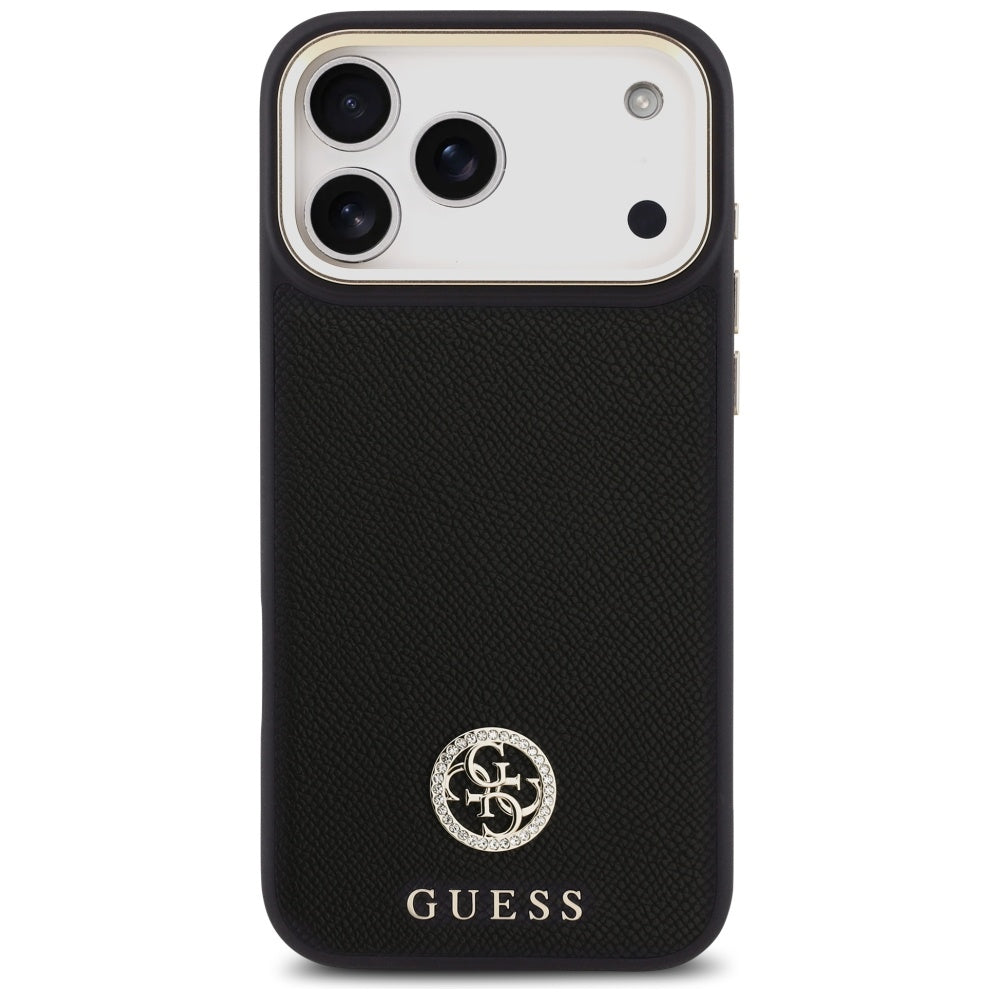 MagSafe hoesje voor Apple iPhone 17 Pro Max, Guess, Grained Strass Logo, Zwart