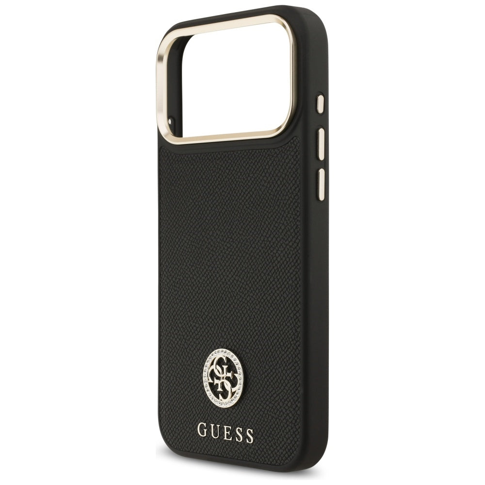 MagSafe hoesje voor Apple iPhone 17 Pro Max, Guess, Grained Strass Logo, Zwart