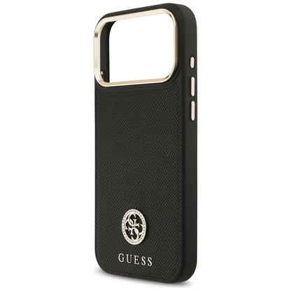 MagSafe hoesje voor Apple iPhone 17 Pro Max, Guess, Grained Strass Logo, Zwart