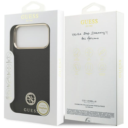 MagSafe hoesje voor Apple iPhone 17 Pro Max, Guess, Grained Strass Logo, Zwart