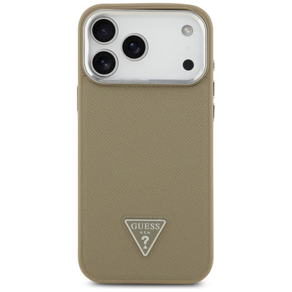 MagSafe hoesje voor Apple iPhone 17 Pro Max, Guess, Grained Triangle Logo, Bruin