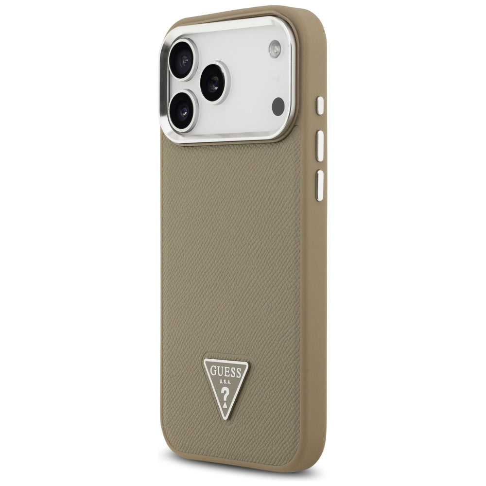 MagSafe hoesje voor Apple iPhone 17 Pro Max, Guess, Grained Triangle Logo, Bruin