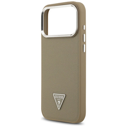 MagSafe hoesje voor Apple iPhone 17 Pro Max, Guess, Grained Triangle Logo, Bruin