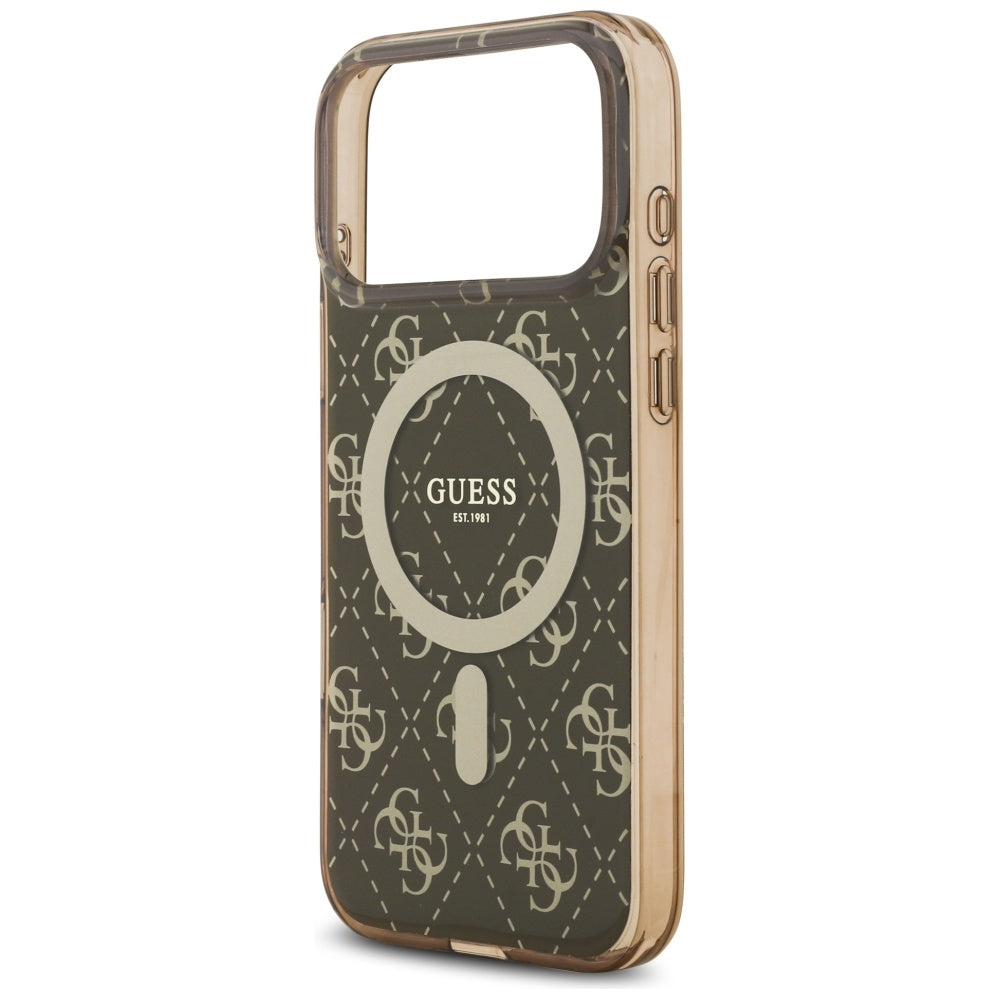MagSafe hoesje voor Apple iPhone 17 Pro Max, Guess, IML 4G Achtergrond, Bruin