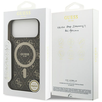 MagSafe hoesje voor Apple iPhone 17 Pro Max, Guess, IML 4G Achtergrond, Bruin