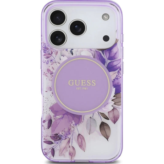 MagSafe hoesje voor Apple iPhone 17 Pro Max, Guess, IML Flower & Tonal Circle, Paars