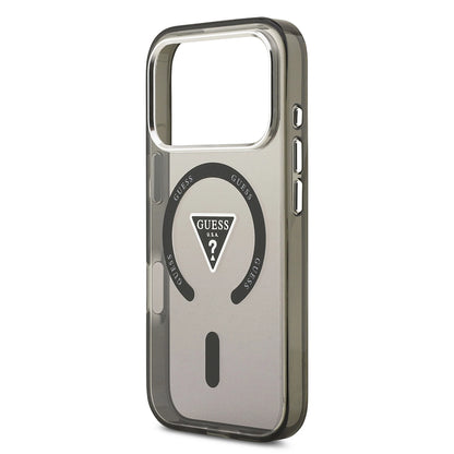 MagSafe hoesje voor Apple iPhone 17 Pro Max, Guess, IML Gradient Triangle Logo, Zwart Zilver