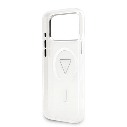 Coque MagSafe pour Apple iPhone 17 Pro Max, Guess, Logo Triangle Dégradé IML, Transparente