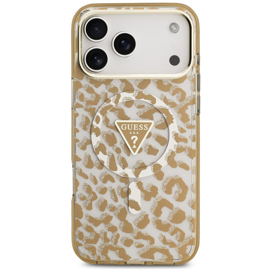 MagSafe hoesje voor Apple iPhone 17 Pro Max, Guess, Leopard Glitter, Bruin
