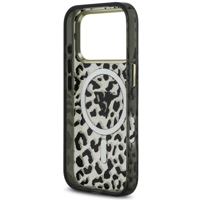 MagSafe hoesje voor Apple iPhone 17 Pro Max, Guess, Leopard Glitter, Zwart