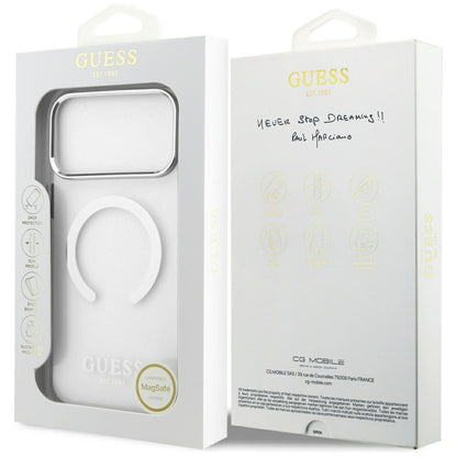 Coque MagSafe pour Apple iPhone 17 Pro Max, Guess, Contour Métallique, Argentée