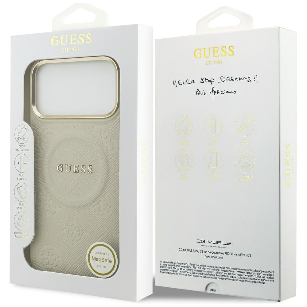 MagSafe hoesje voor Apple iPhone 17 Pro Max, Guess, Peony Hot Stamp, Beige