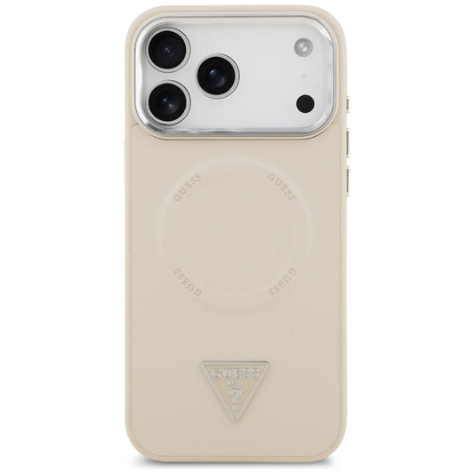 MagSafe hoesje voor Apple iPhone 17 Pro Max, Guess, Triangle Logo, Beige Zilver